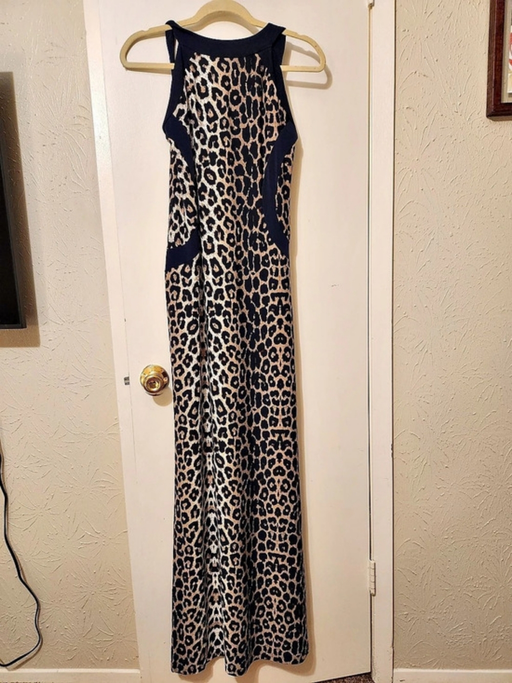 MT Collection Animal Print Maxi Dress in Blue & Brown Size Large NWT